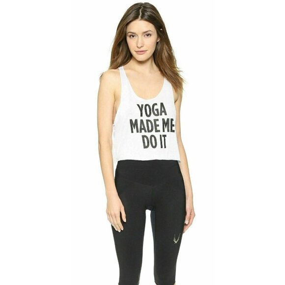 STYLESTALKER White Yoga Made Me Do it Tank Top L - Picture 10 of 10